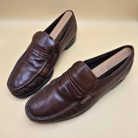 Florsheim Mens Brown Leather Penny Loafers Moc Toe Dress Shoes 9.5 D 76323 main image 16